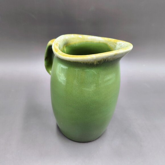 Hull Pottery Avocado Green Drip Glaze Creamer Sugar Bowl w/Lid Set MCM 1960s - Picture 9 of 11